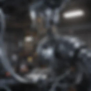 Detailed view of robotic instruments in action