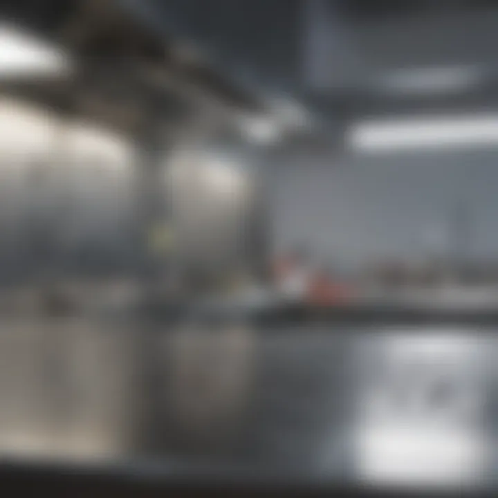 Sanitized surface in a commercial kitchen