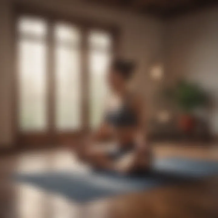 A peaceful scene of an individual practicing yoga to promote cardiovascular health.