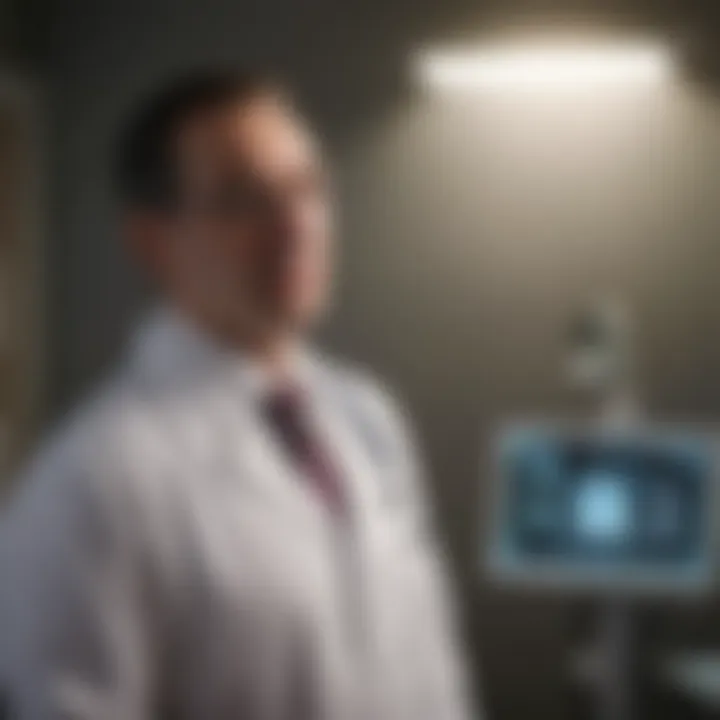 Visual representation of medical consultation for hiatus hernia diagnosis.