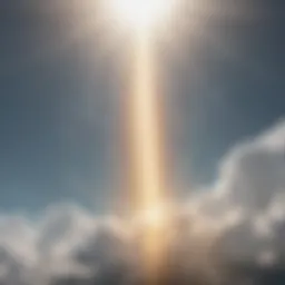 Illustration of sunlight penetrating through clouds, symbolizing vitamin D synthesis