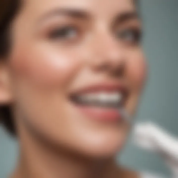 A dental professional explaining the benefits of teeth lamination to a client