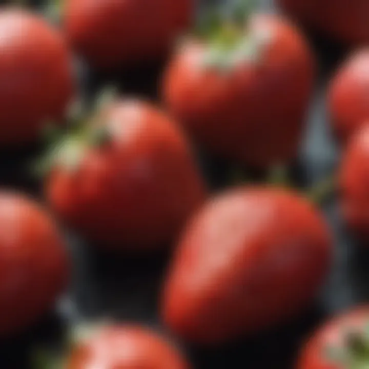 Close-up view of strawberries showcasing their vibrant color and texture highlighting acidity