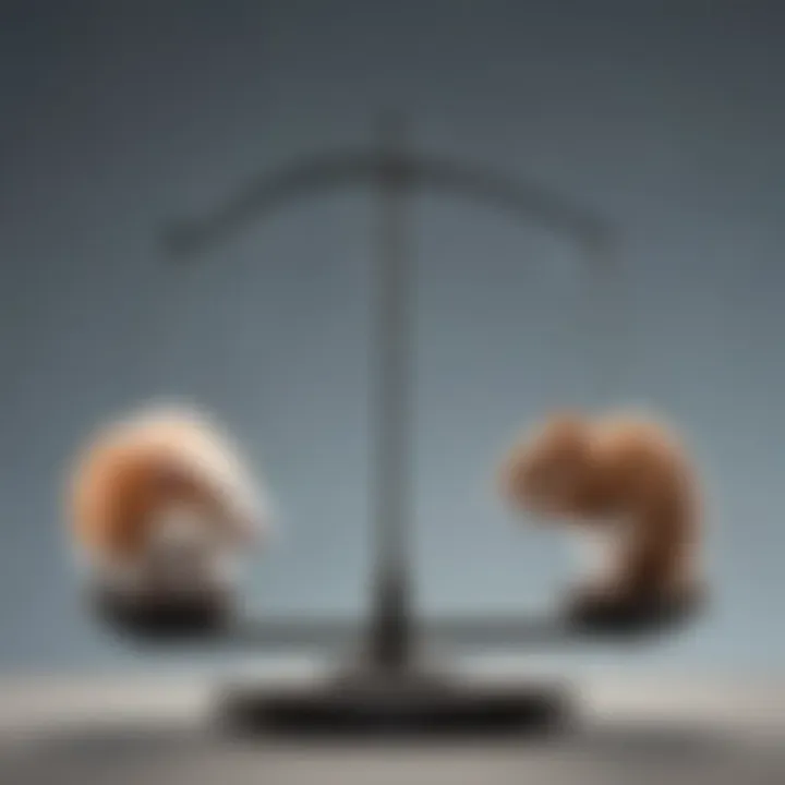 Artistic depiction of a balanced scale symbolizing animal welfare and research needs