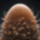 Illustration of louse eggs on hair strands