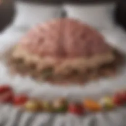 A brain intertwined with food imagery representing the mental struggle of binge eating disorder.