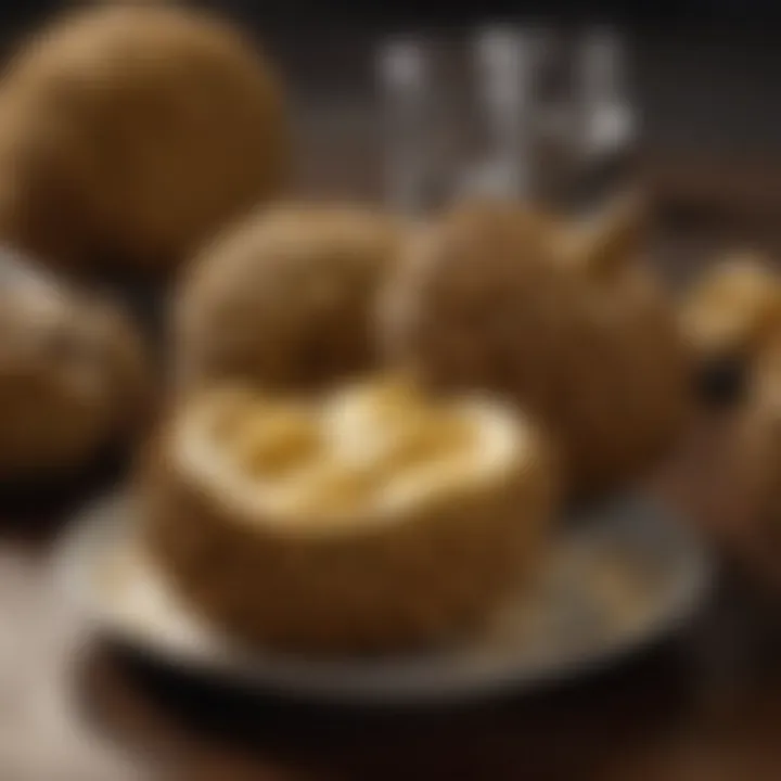 An artistic arrangement of dried durian on a vibrant plate.