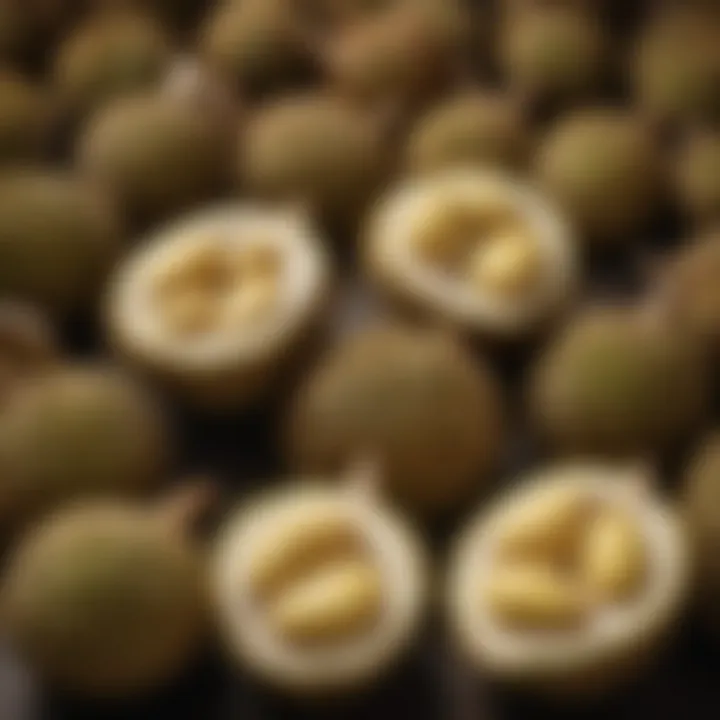 An illustration depicting the cultural significance of durian in various regions.