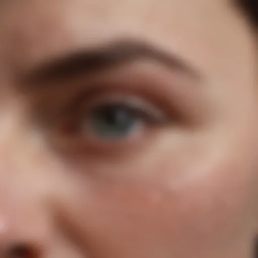 Close-up view of comedones on skin surface