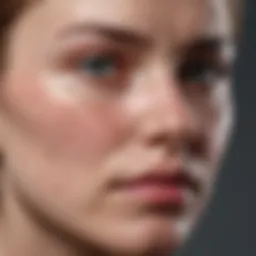 Close-up view of irritated facial skin showing eczema patches