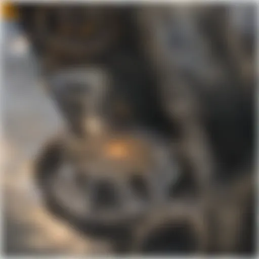 Close-up view of a gate valve showing the intricate design of the hand wheel.