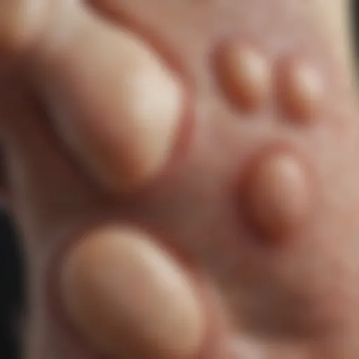 Close-up view of pustules on a foot