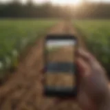 Mobile device displaying SMS agriculture software interface