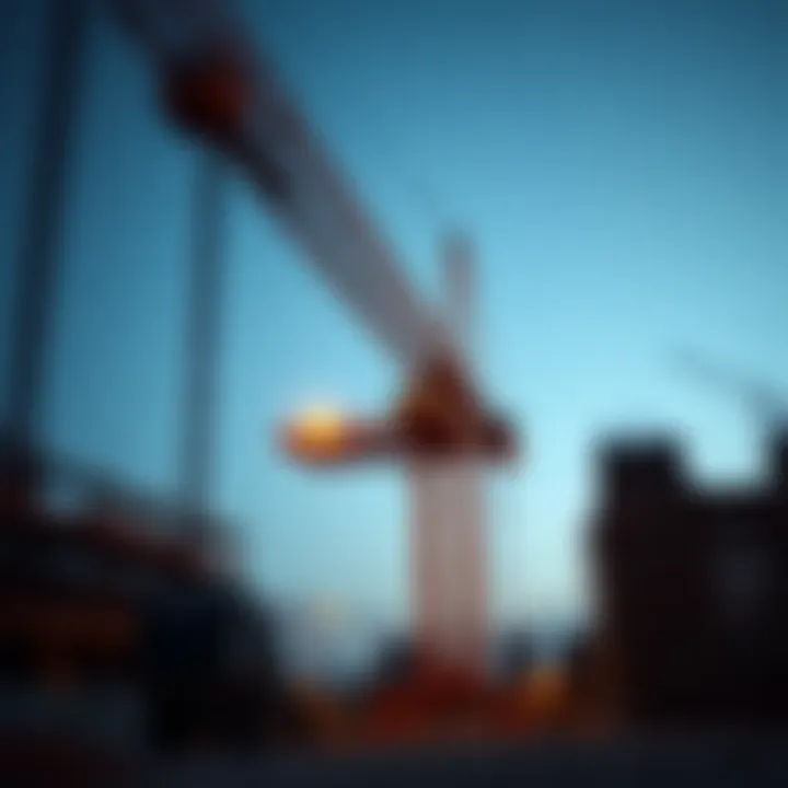 Static crane in operation at a construction site