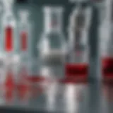 A close-up of a blood sample being analyzed in a laboratory setting.