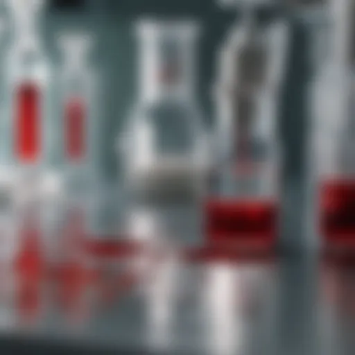 A close-up of a blood sample being analyzed in a laboratory setting.
