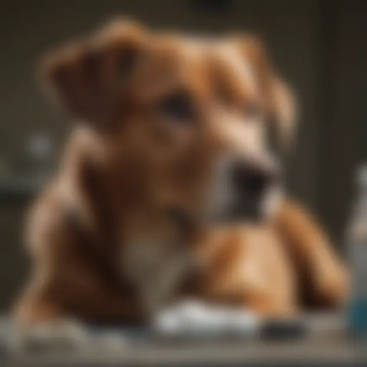 A dog receiving veterinary care for Cushing's disease